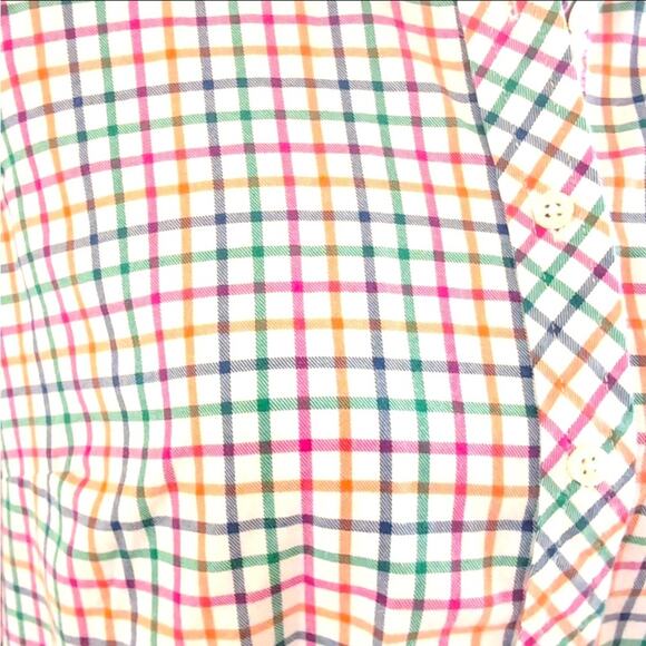 Talbots brushed cotton multicolor window pane plaid button up sz L - Picture 7 of 7
